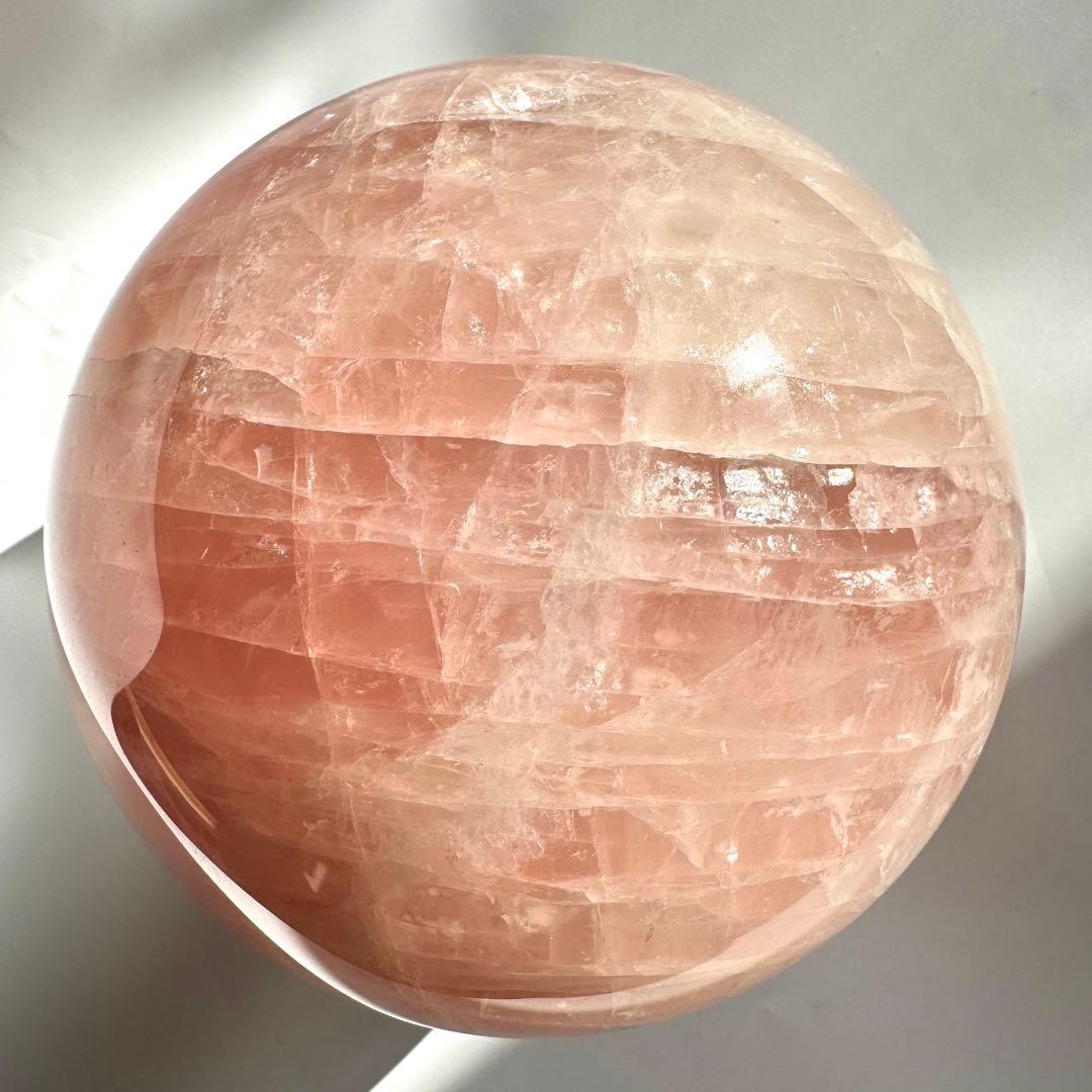 虹入り レインボー ローズクォーツ スフィア 丸玉 147.7mm