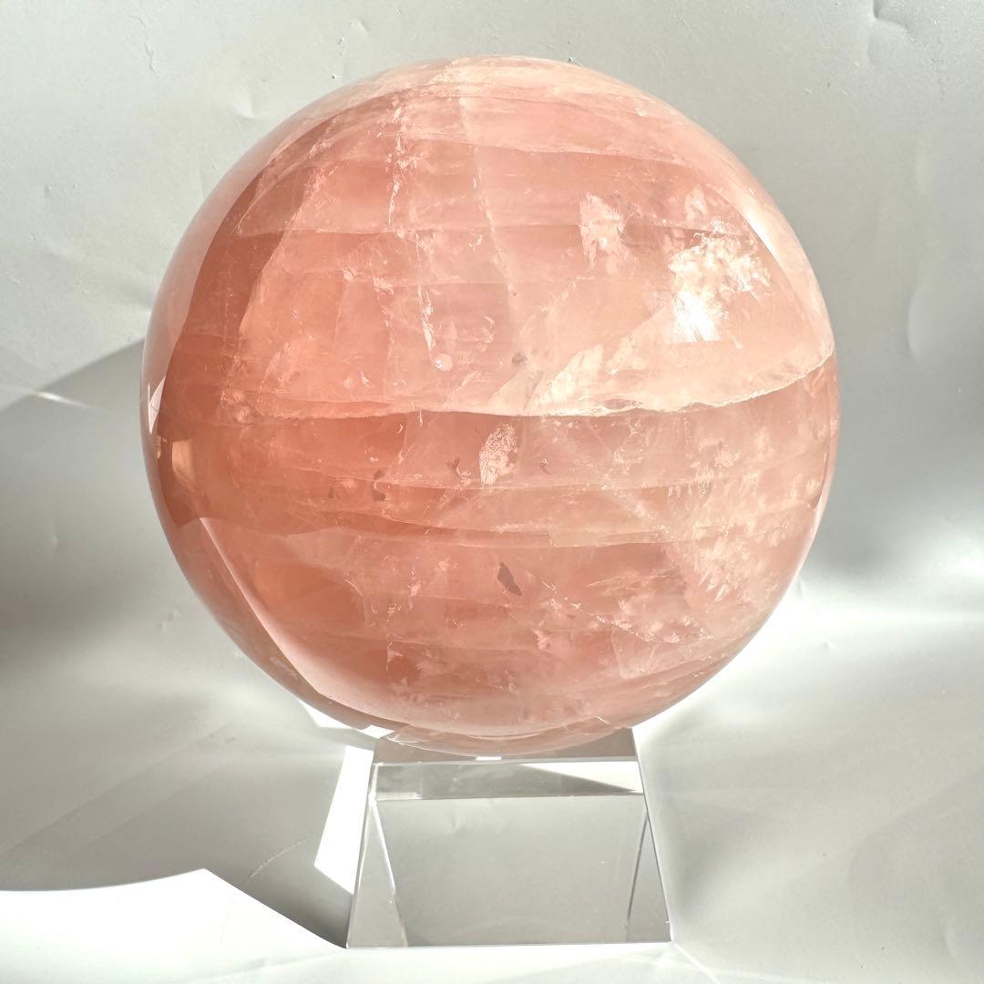 虹入り レインボー ローズクォーツ スフィア 丸玉 147.7mm