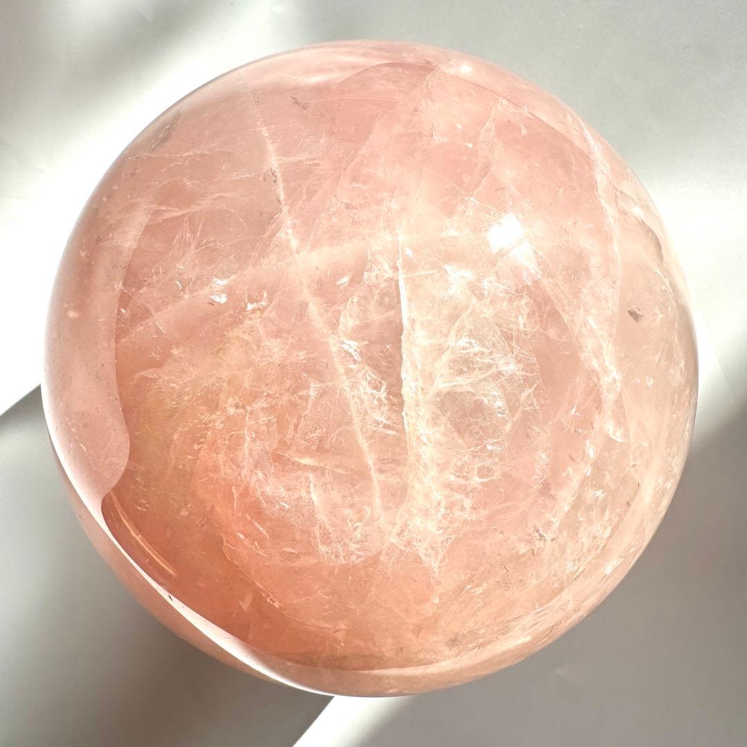 虹入り レインボー ローズクォーツ スフィア 丸玉 147.7mm