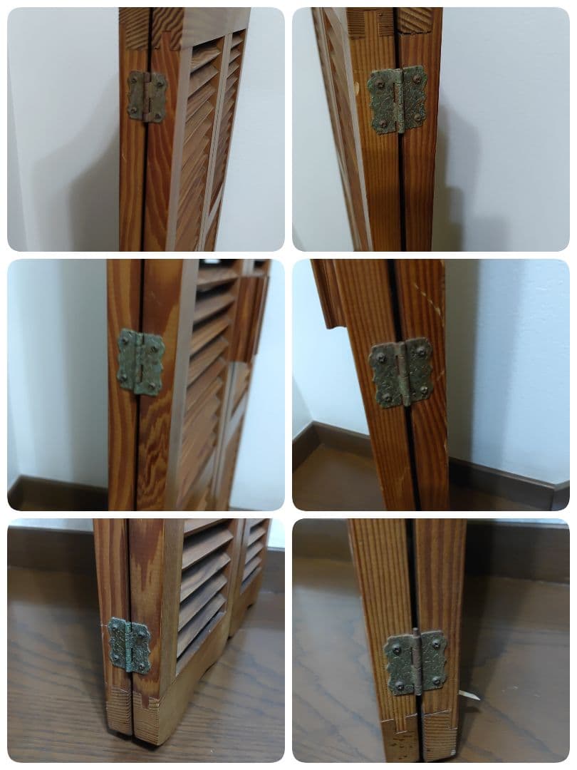 ヴィンテージ ウッドドア ミラー 両開き扉式 壁掛け 鏡 姿見 ルーパー