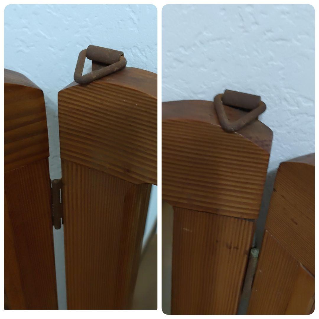 ヴィンテージ ウッドドア ミラー 両開き扉式 壁掛け 鏡 姿見 ルーパー