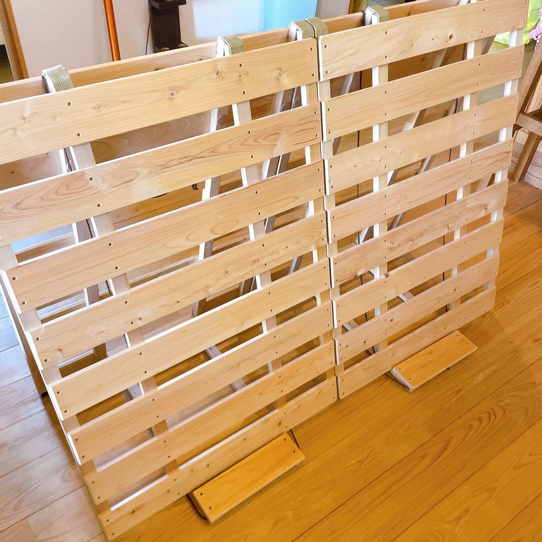 すのこ ダブルサイズ ひのき 2分割セパレート式 折りたたみ布団干し ベッド