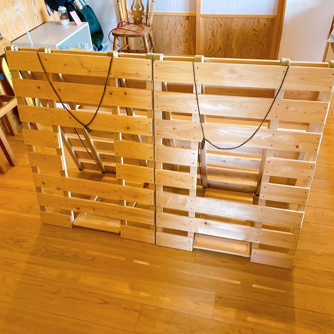 すのこ ダブルサイズ ひのき 2分割セパレート式 折りたたみ布団干し ベッド