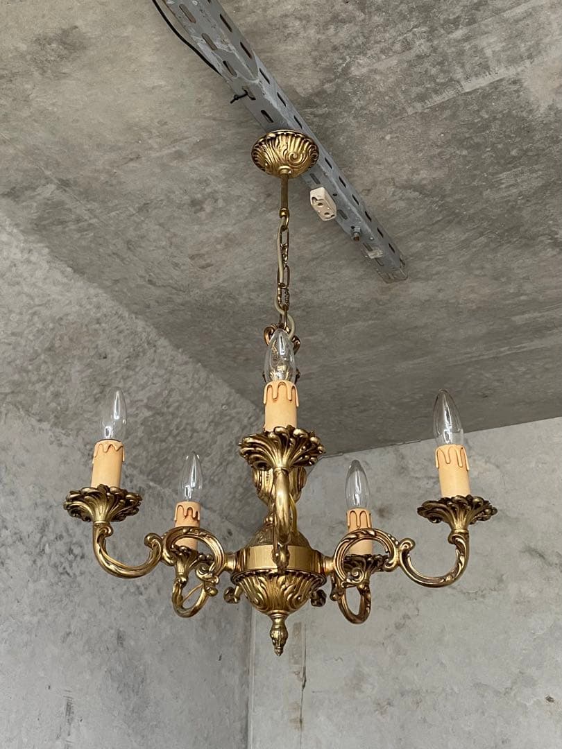 5-2.フランス アンティーク シャンデリア 5灯 キャンドル 吊り下げ