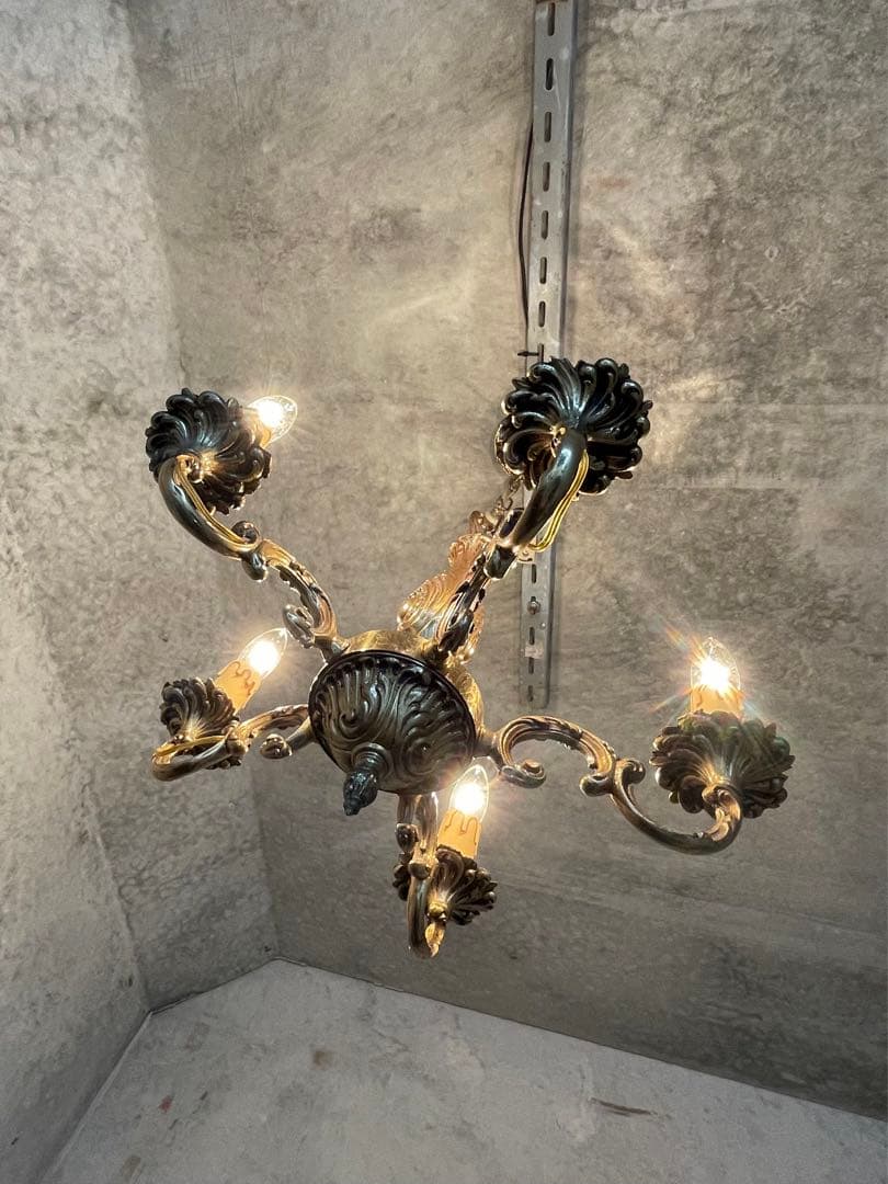 5-2.フランス アンティーク シャンデリア 5灯 キャンドル 吊り下げ