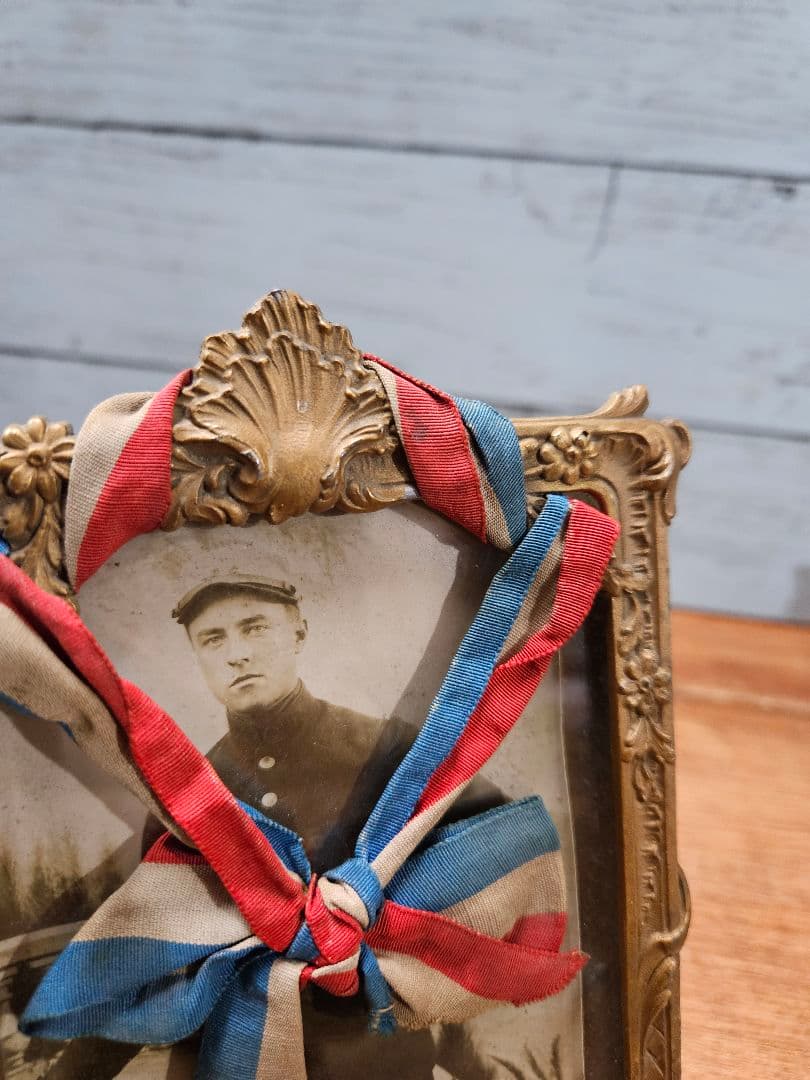 フランスアンティーク 真鍮のフォトフレーム 写真立て スタンド ガラス