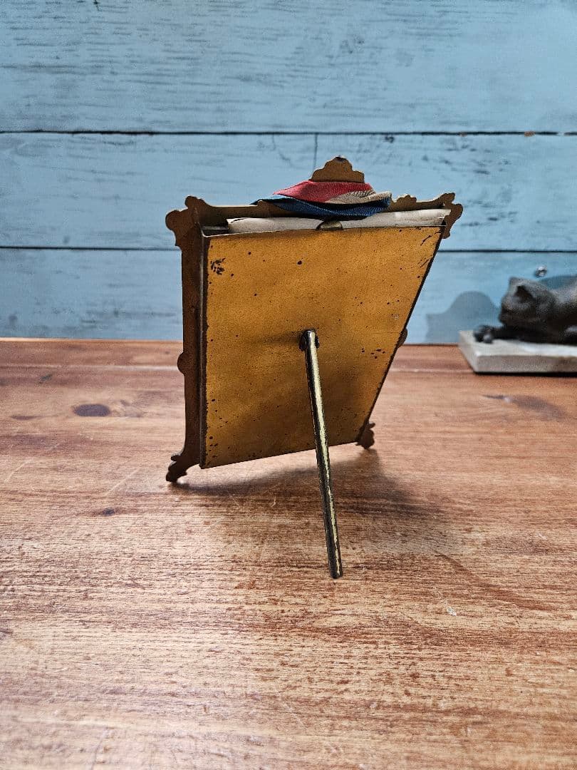 フランスアンティーク 真鍮のフォトフレーム 写真立て スタンド ガラス