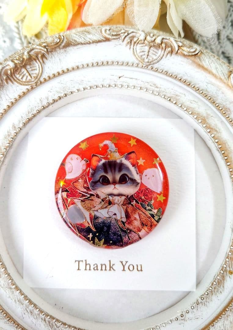 レジン 猫 ヘアゴム ブローチ ポニーフック No.391