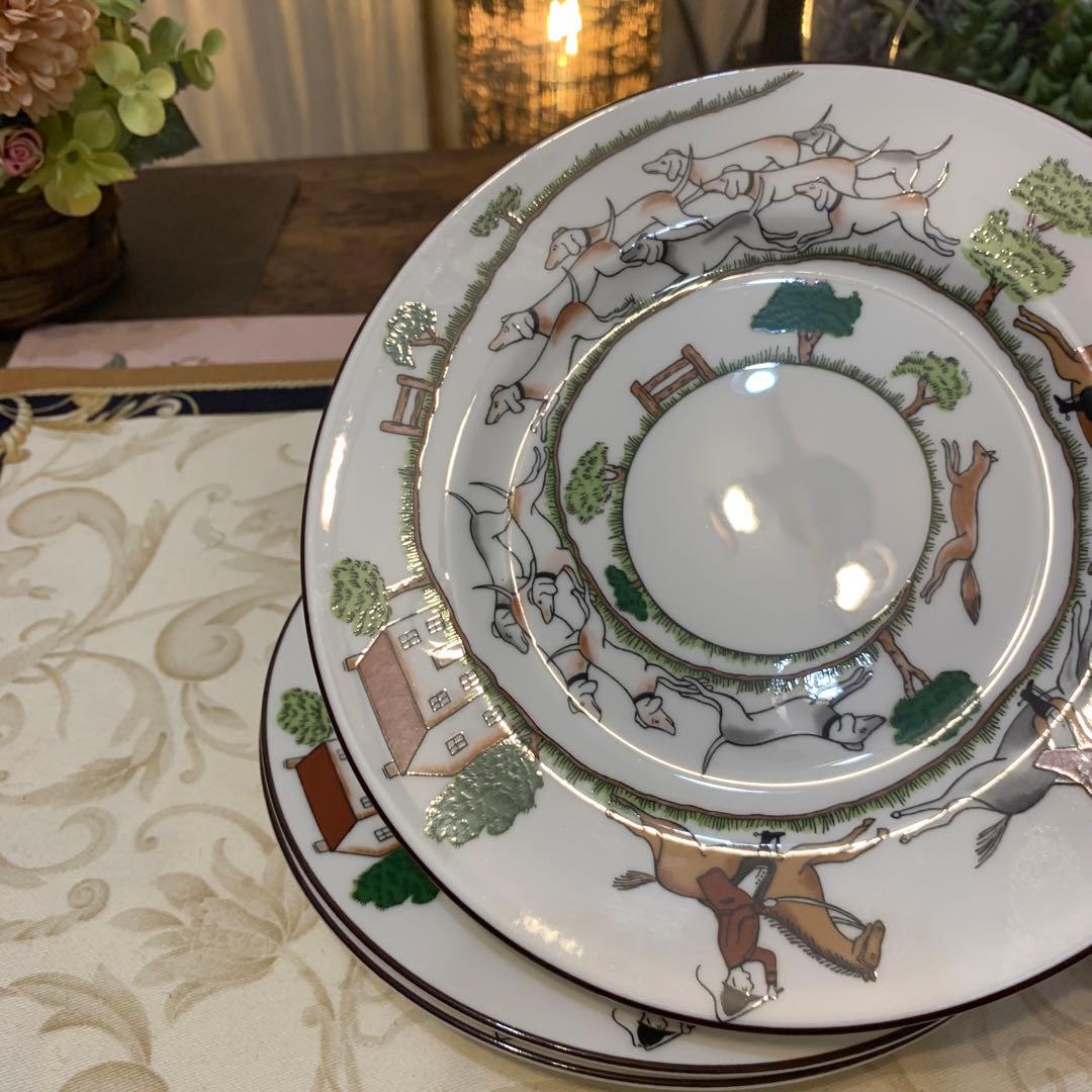 未使用　ウェッジウッド ハンティングシーン　17.5cmケーキプレート