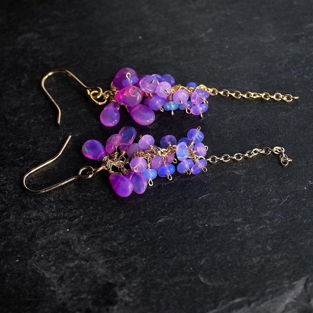 14kgfパープルカラーオパールピアス/イヤリング