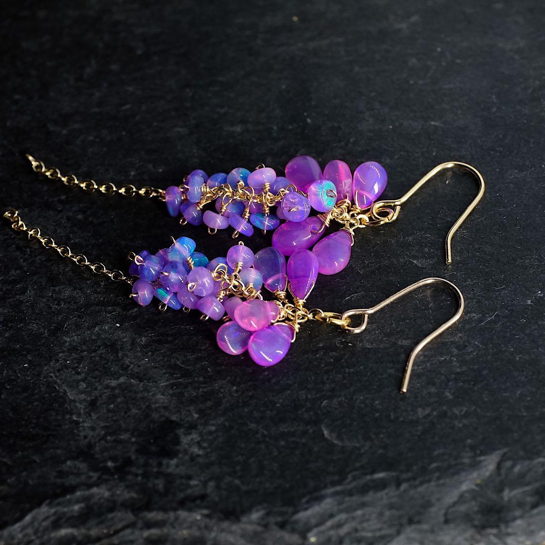 14kgfパープルカラーオパールピアス/イヤリング