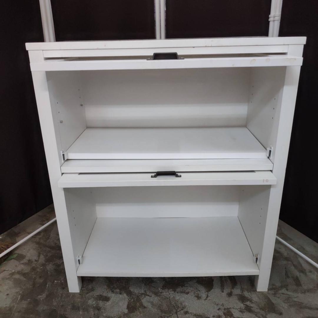 保健室にあったような白いキャビネット昭家具チェスト収納棚ラック白ホワイトガラス扉