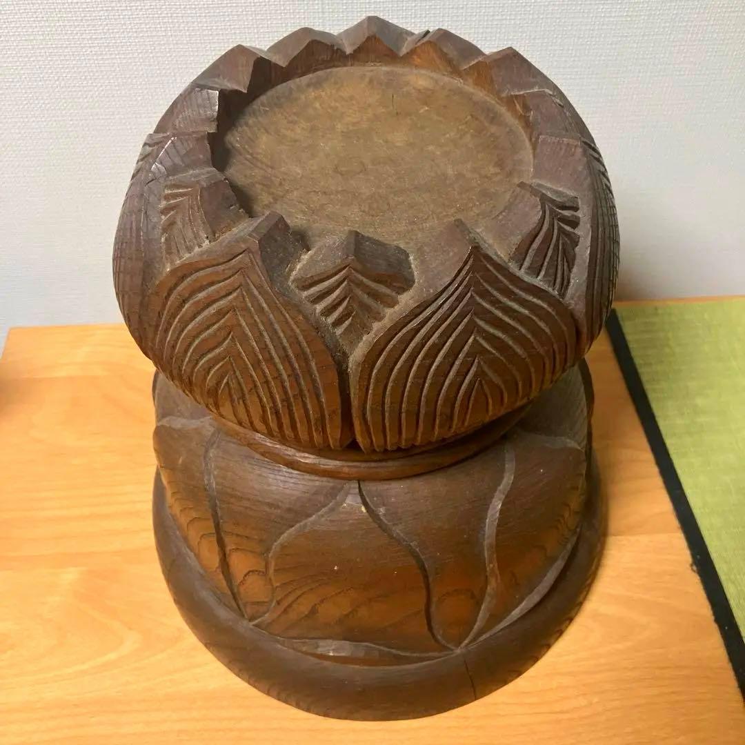 木彫り 木製 蓮の花 蓮台 彫刻