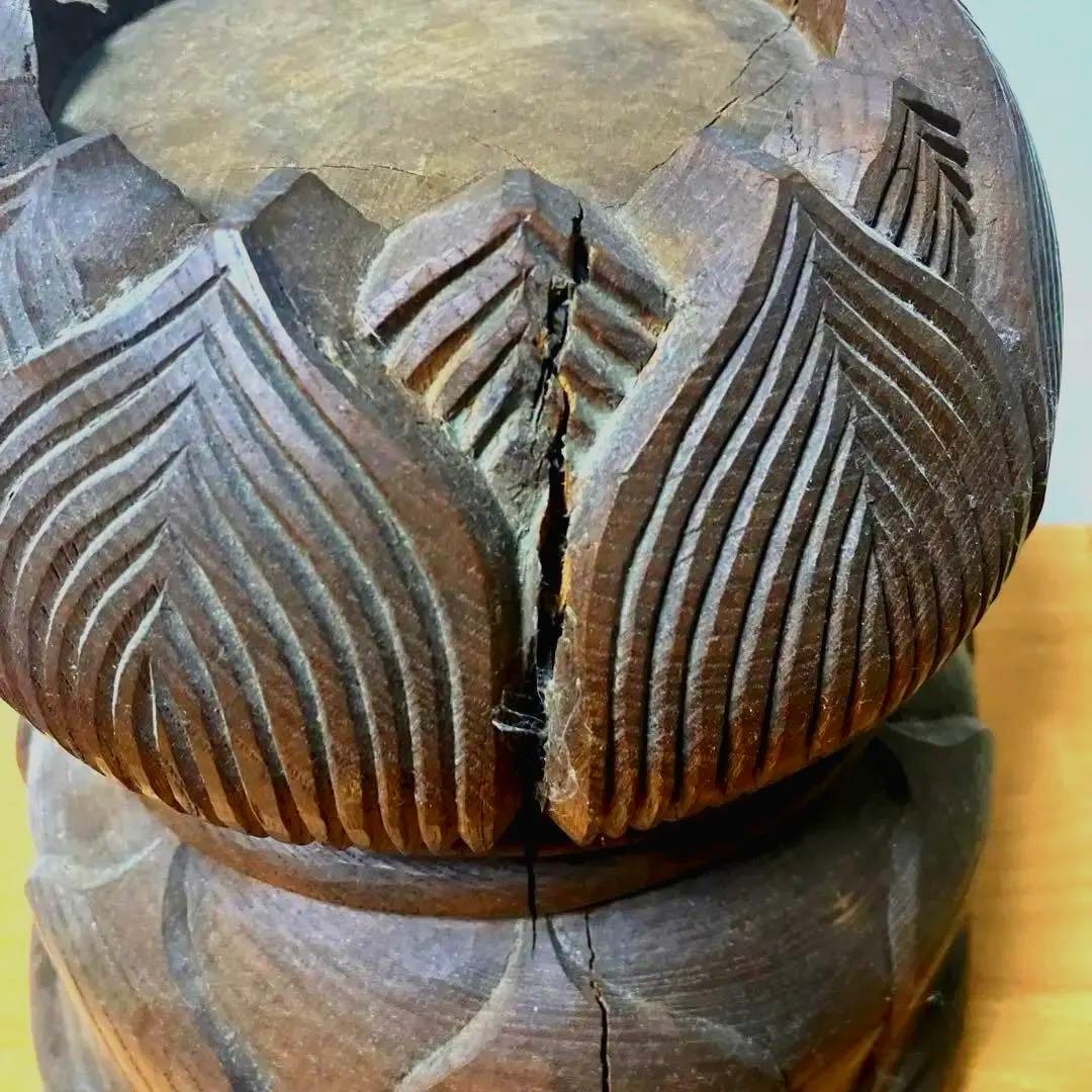 木彫り 木製 蓮の花 蓮台 彫刻