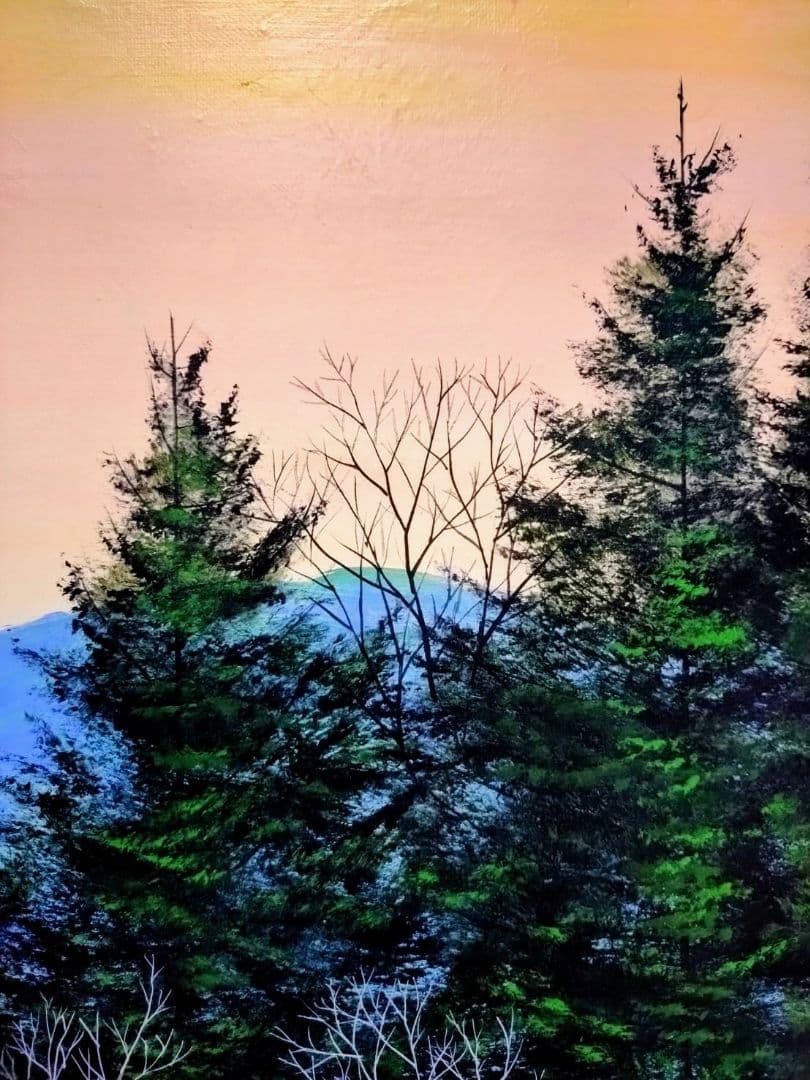 F20号】千住博【曙光】手描き作品/表サイン・共シール/岩彩/油彩/額縁