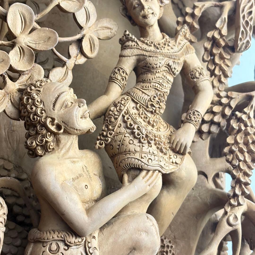 アンティーク インドネシア バリ彫刻 細密木彫 置物 仏教美術 神 細密