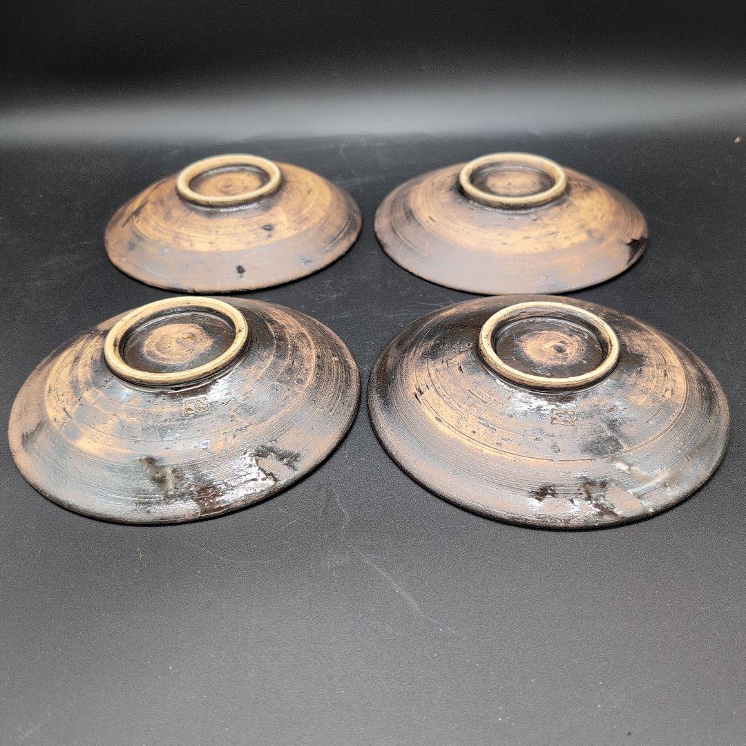 新品】越前焼 アメ釉 陶器製 円形皿 4枚セット 陶芸家造 - メルカリ