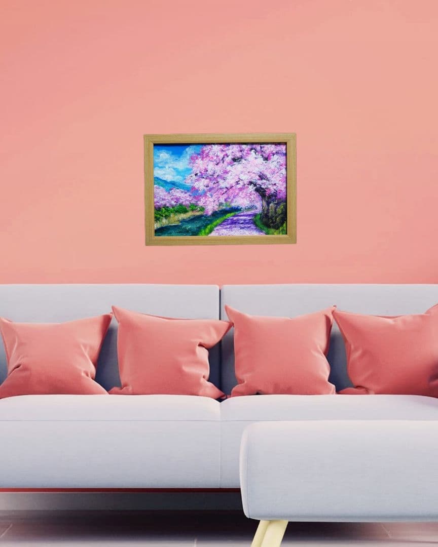 油絵 油彩 絵 絵画【Çherry blossom road】