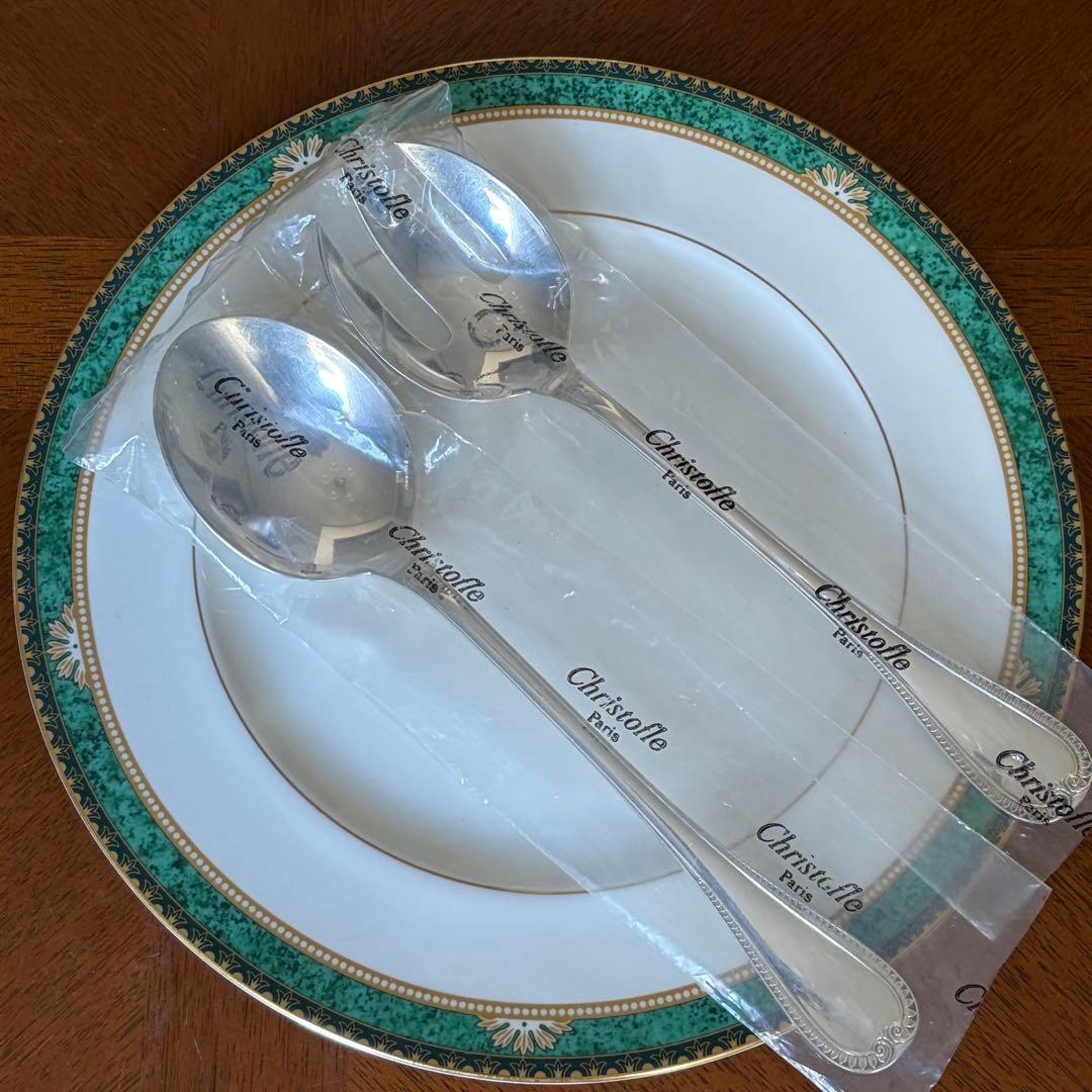 【パリオーダー　美品】クリストフルシルバー★リュバン★サラダサービング2本セット