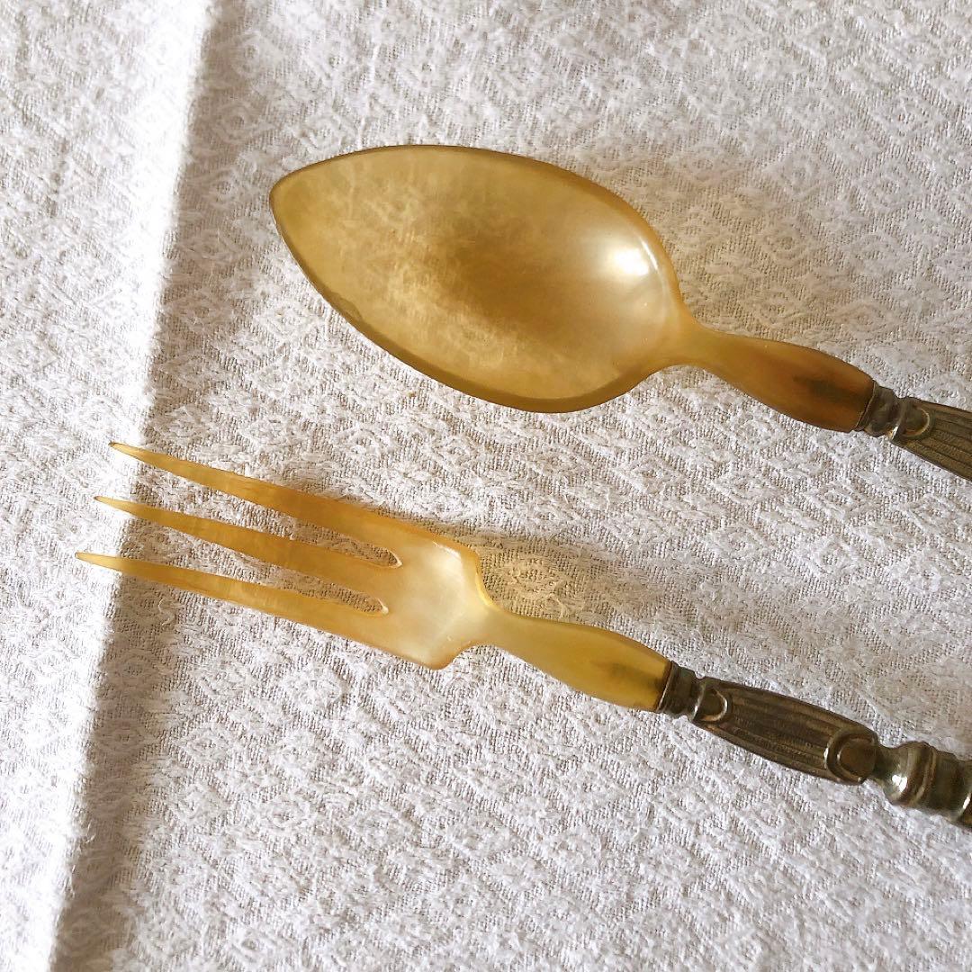 アンティークサービング フォーク&スプーンセット 箱付き アンティークカトラリー