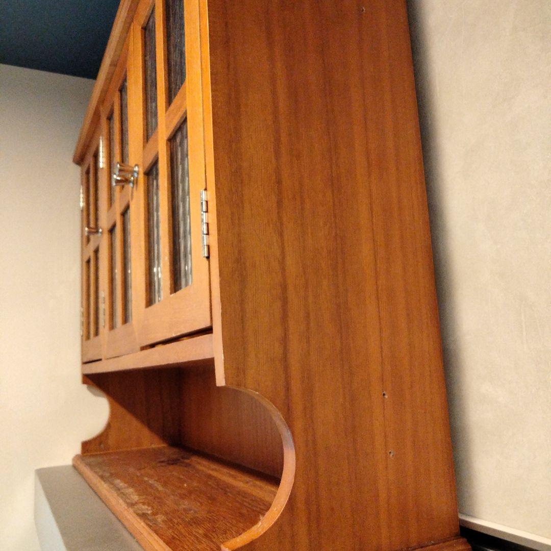 調味料　キッチン収納ラック幅65　ブラウン　ガラス３枚扉