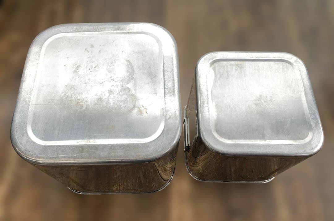 ユキワ 18-8ステンレス 角深型キッチンポット 5個セット 手・目盛・蓋付 ②