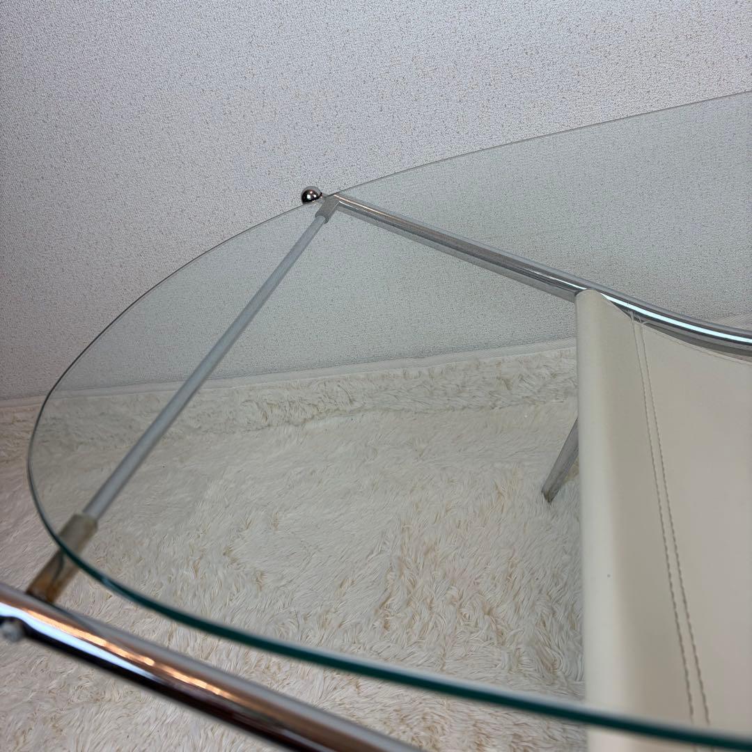送料無料 ミッドセンチュリー スペースエイジ ガラステーブル 昭和レトロ