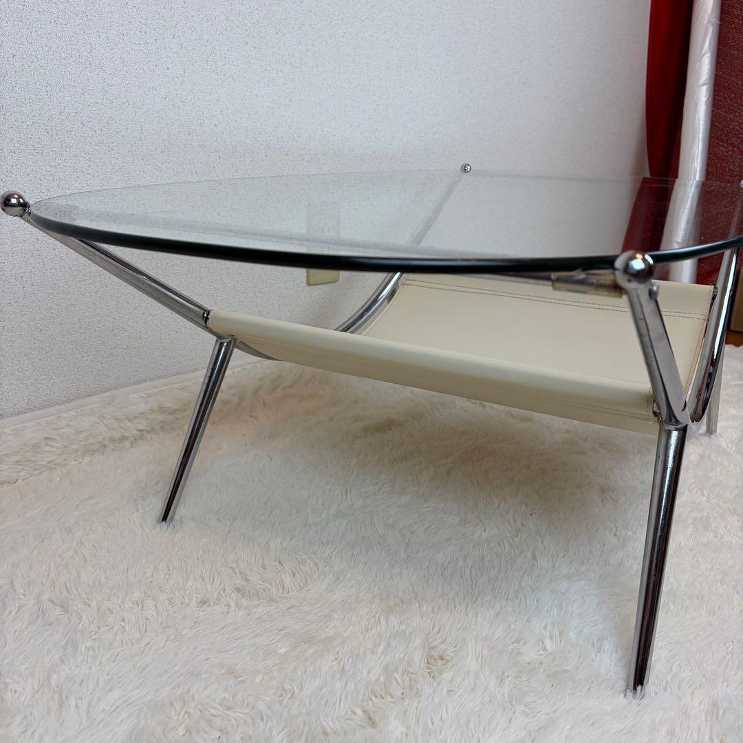 送料無料 ミッドセンチュリー スペースエイジ ガラステーブル 昭和レトロ