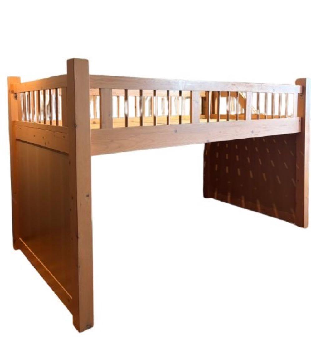 木製ロフトベッド（階段・引き出し2個付き収納抜群）ナチュラルカラー