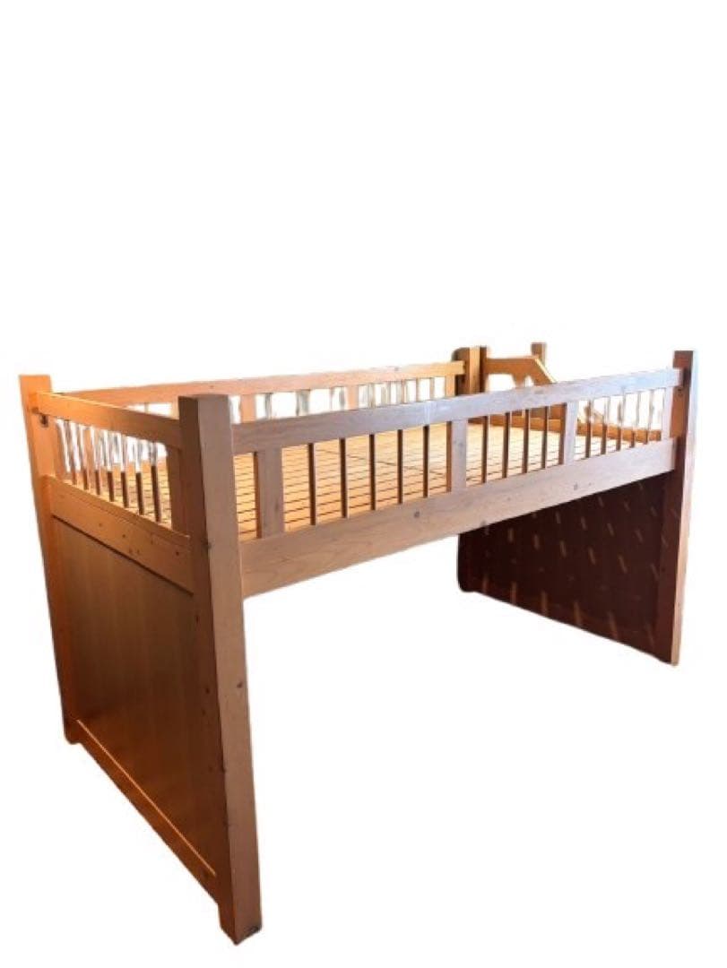 木製ロフトベッド（階段・引き出し2個付き収納抜群）ナチュラルカラー