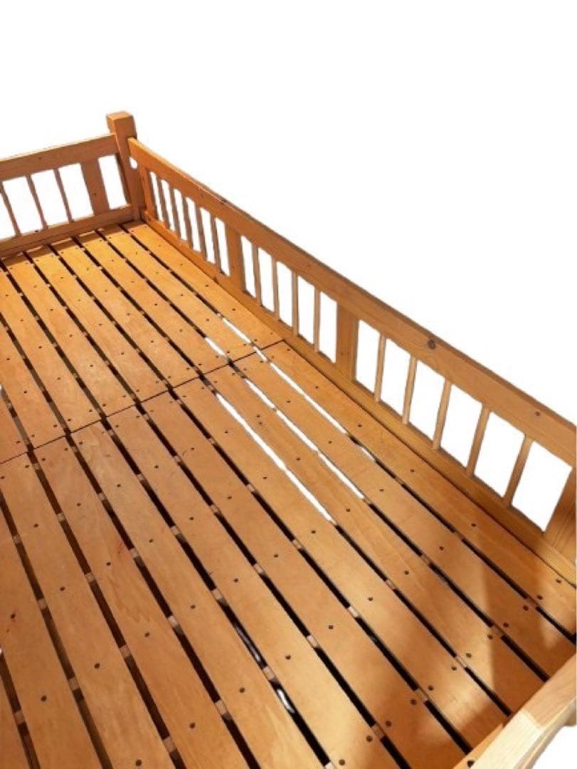 木製ロフトベッド（階段・引き出し2個付き収納抜群）ナチュラルカラー