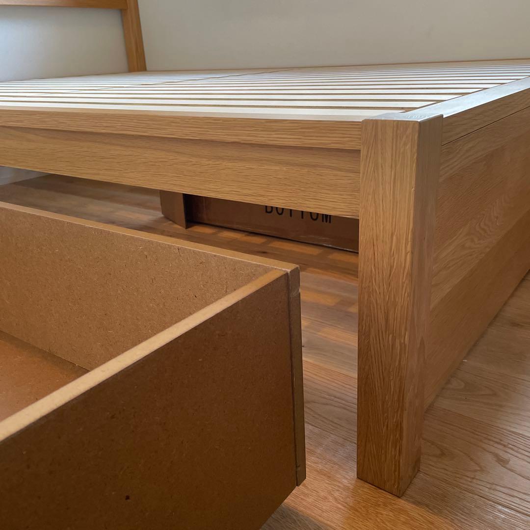 2020年購入【無印良品MUJI】木製ベッドダブル・オーク材 ベッド下収納2個付