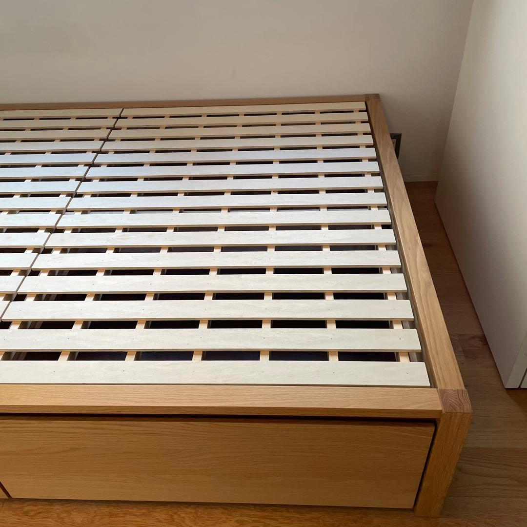2020年購入【無印良品MUJI】木製ベッドダブル・オーク材 ベッド下収納2個付