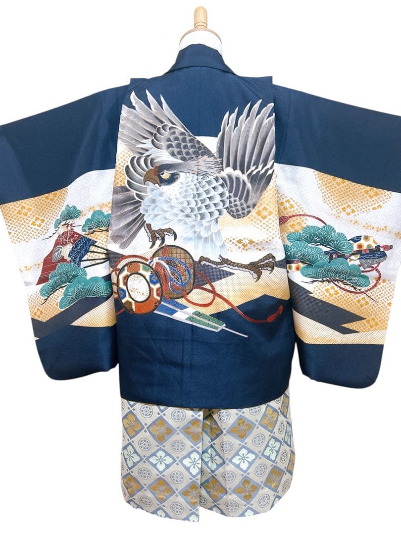 簡単袴セット♡七五三　5歳　男の子　セット　一式　紺色系　鷹