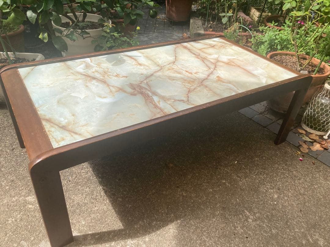 訳あり　大理石風　センターテーブル　レトロ　ミッドセンチュリー　大理石