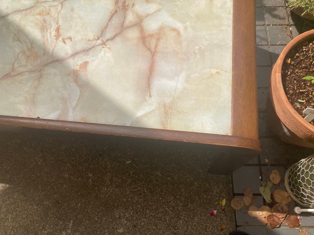 訳あり　大理石風　センターテーブル　レトロ　ミッドセンチュリー　大理石