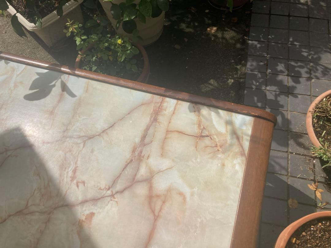 訳あり　大理石風　センターテーブル　レトロ　ミッドセンチュリー　大理石