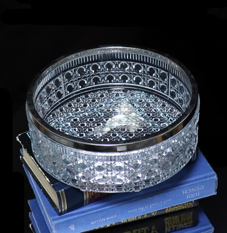 オールド・バカラ 名品 ディアマン・ピエーリー 2.2kg 希少型 大型 銀巻鉢