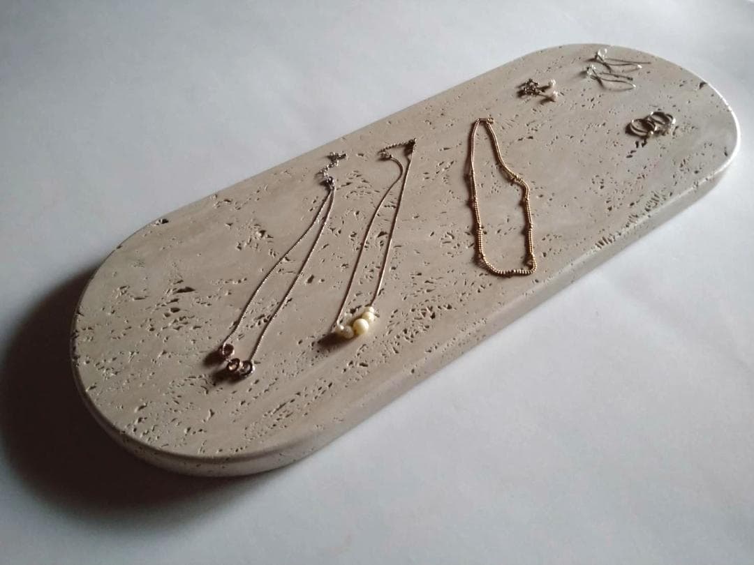 天然大理石　イタリア　トラバーチン　アクセサリープレート　●楕円形●　送料無料