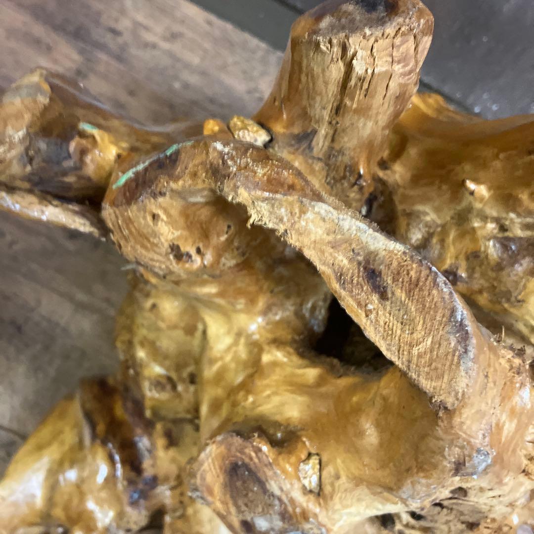 E-4 昭和レトロ 天然木 根木 木製 一刀彫 木彫り 布袋様 縁起物 置物