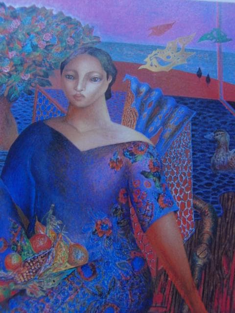 山本 達郎【空と丘のある風景】、希少画集画、状態良好、新品額装付