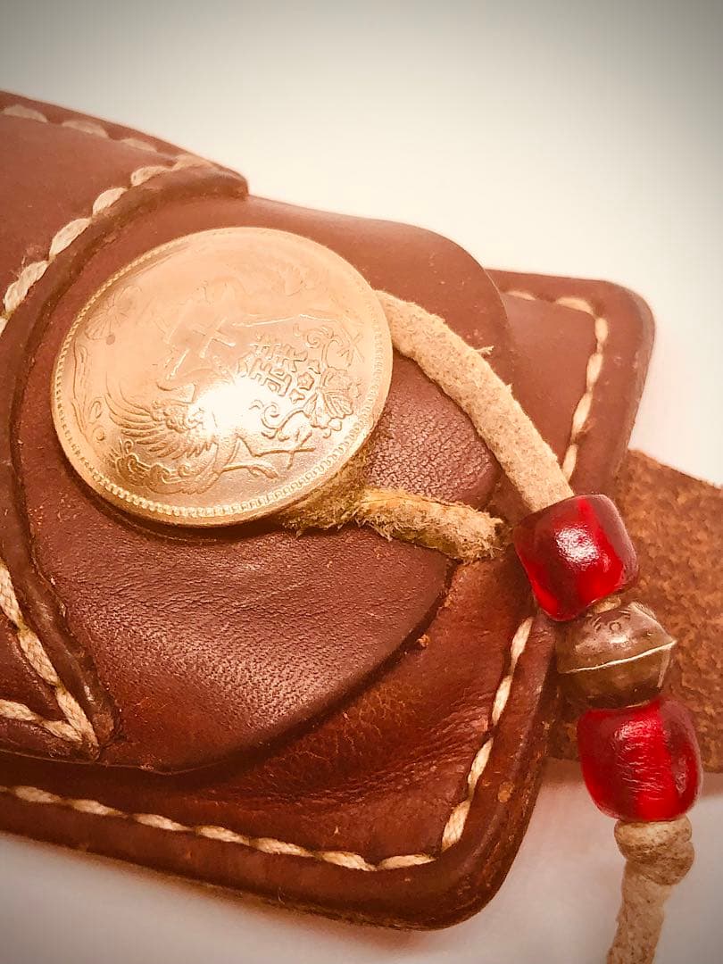 silverシルバー銀貨コンチョ＊レザー製zippo小物ケース