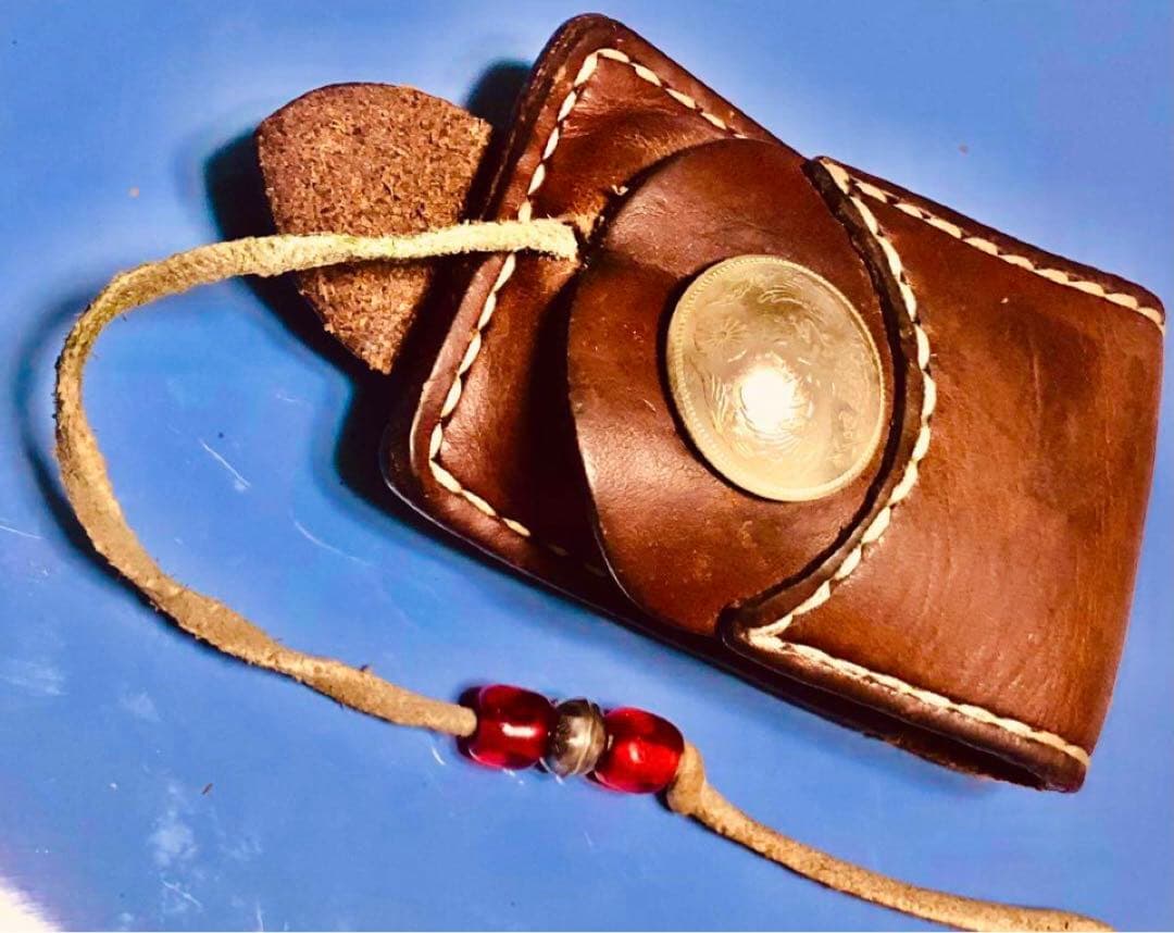 silverシルバー銀貨コンチョ＊レザー製zippo小物ケース