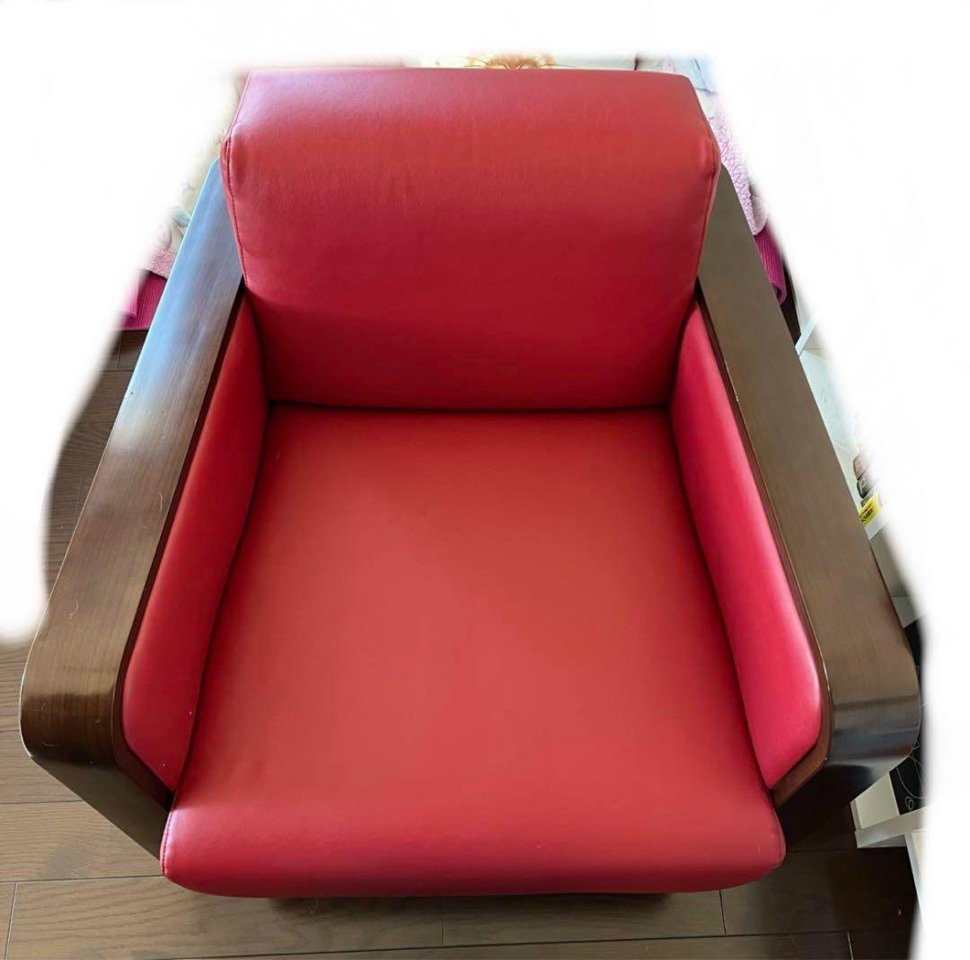 超美品1人掛けソファ 個別注文品赤　アームチェア　事務所用　家庭用