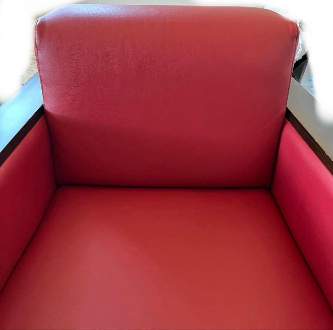 超美品1人掛けソファ 個別注文品赤　アームチェア　事務所用　家庭用
