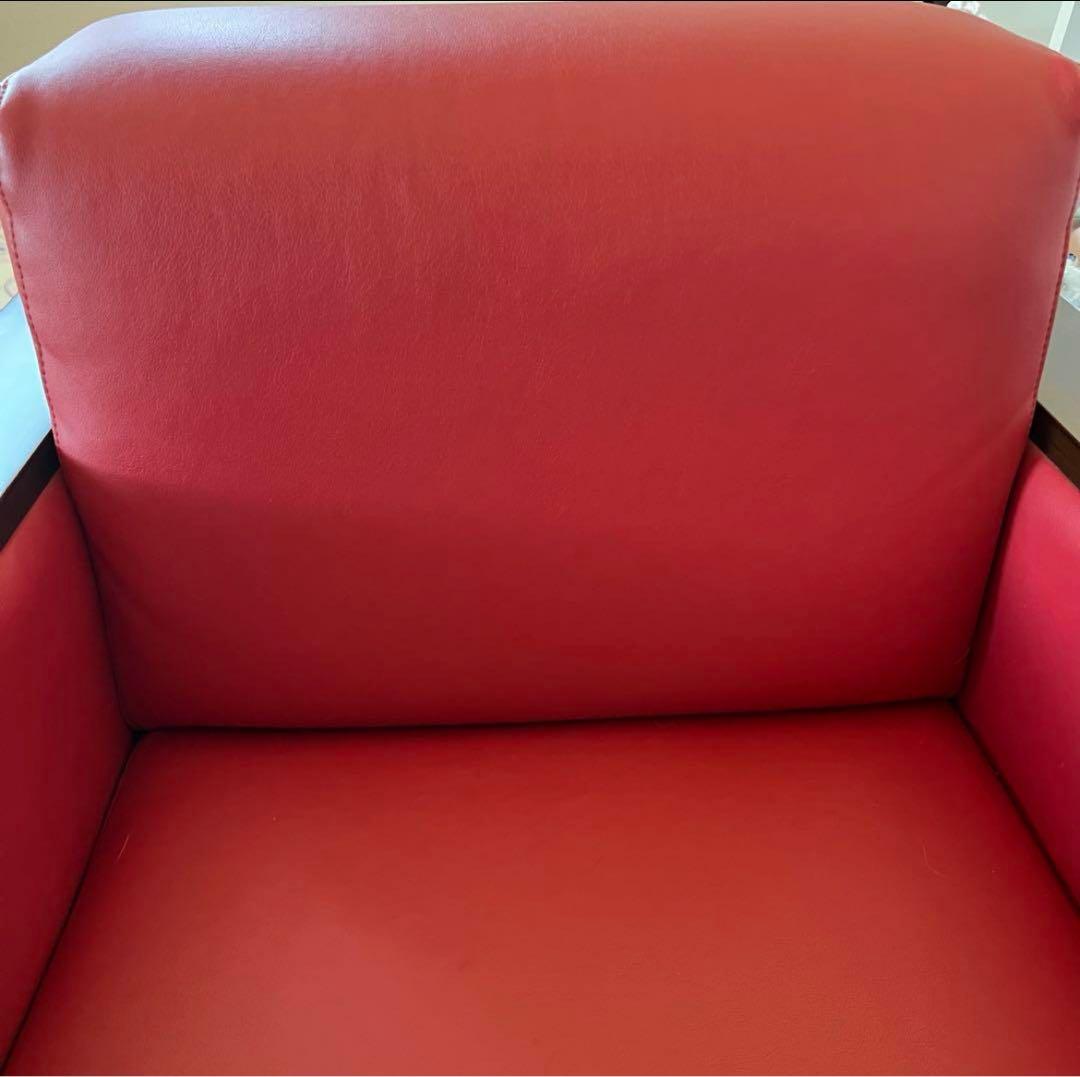超美品1人掛けソファ 個別注文品赤　アームチェア　事務所用　家庭用