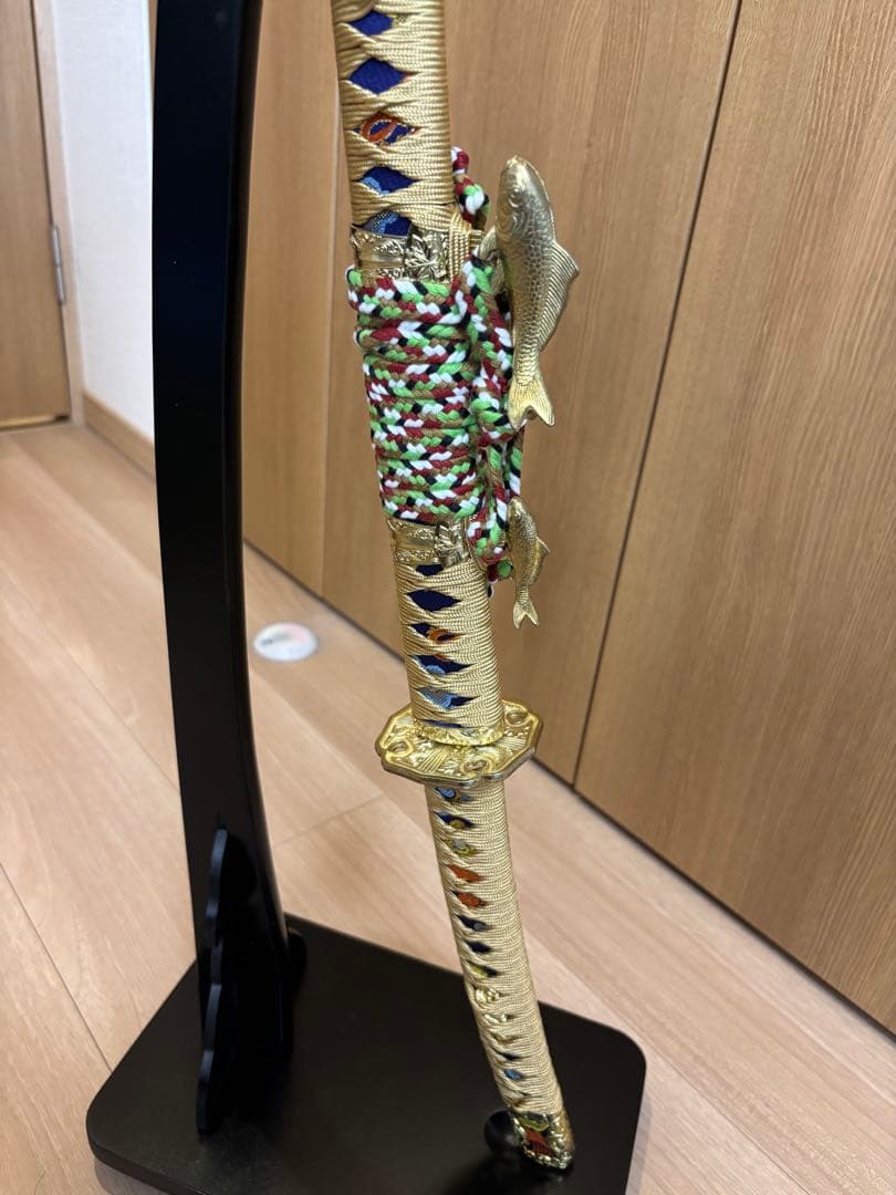 吉祥登竜門陣太刀 【美品】観賞用 模造刀 日本刀 鯉 スタンドセット