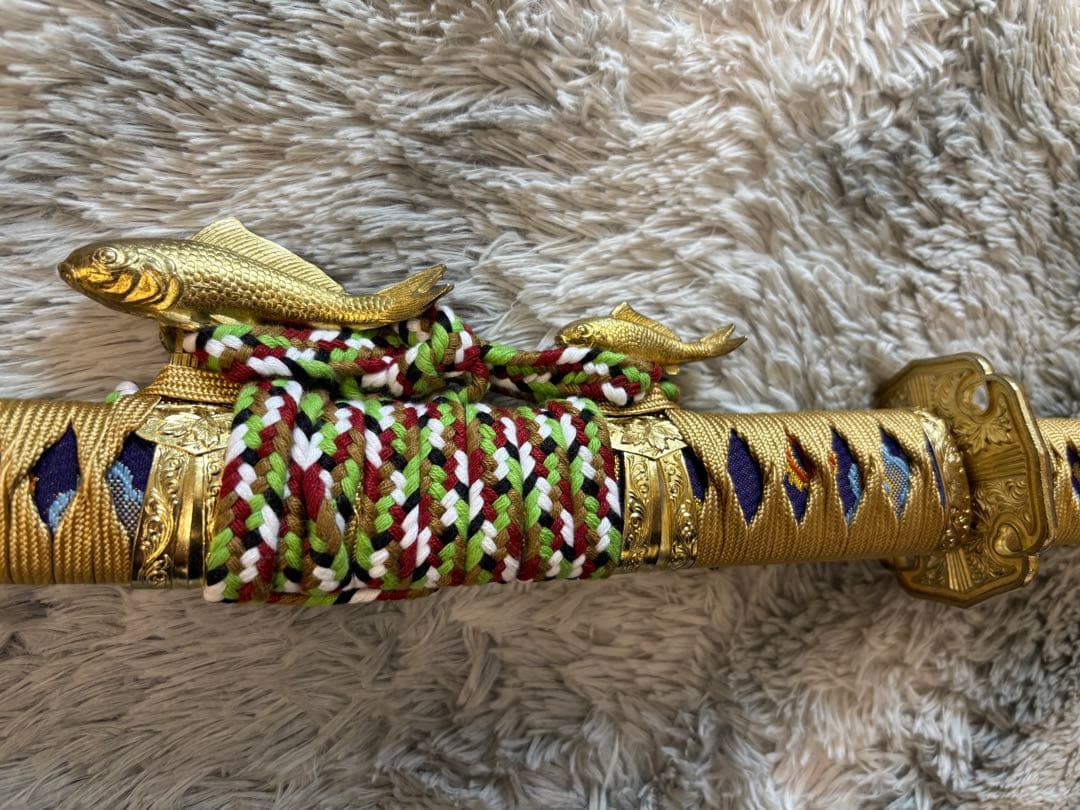 吉祥登竜門陣太刀 【美品】観賞用 模造刀 日本刀 鯉 スタンドセット