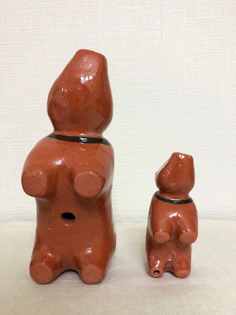 赤ベコ親子 置物 親子セット 楽入窯 焼物