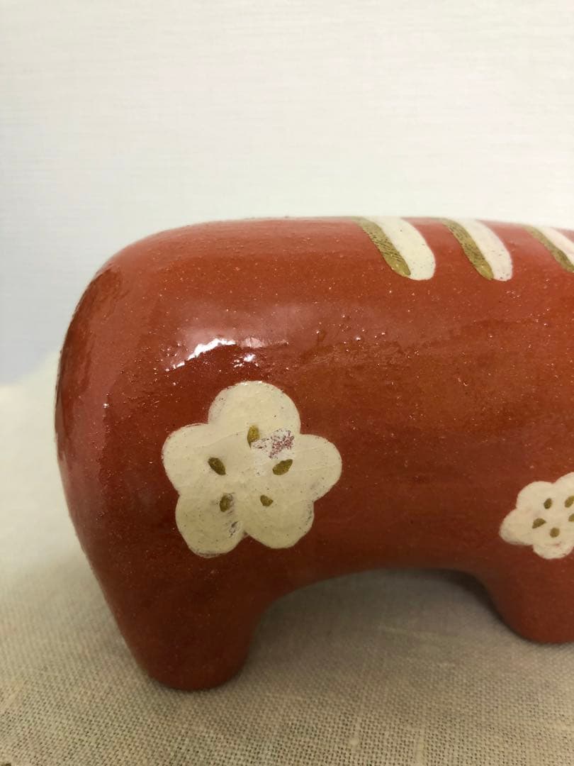 赤ベコ親子 置物 親子セット 楽入窯 焼物